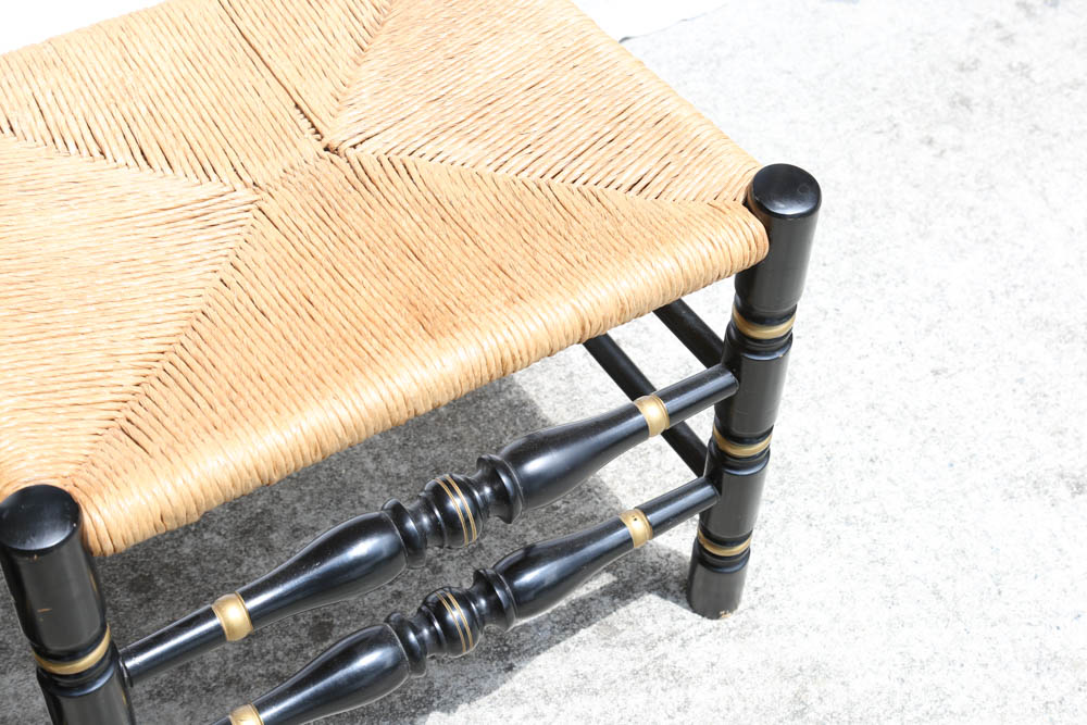 Set of Four Hitchcock Style Ladder Back Rush Seat Chairs