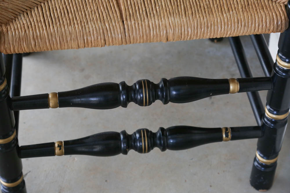 Set of Four Hitchcock Style Ladder Back Rush Seat Chairs