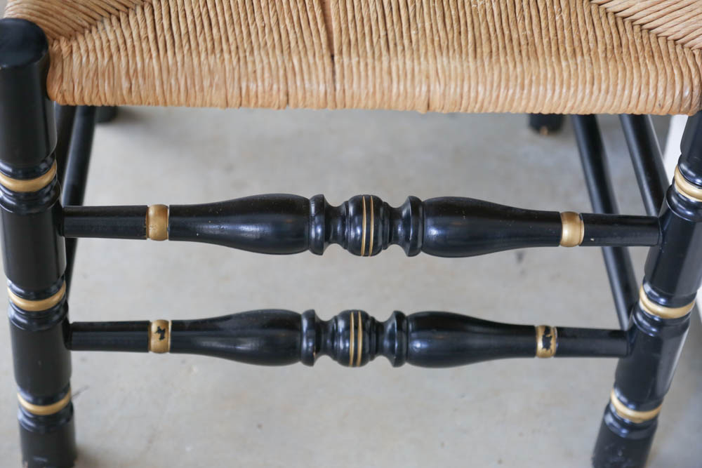 Set of Four Hitchcock Style Ladder Back Rush Seat Chairs