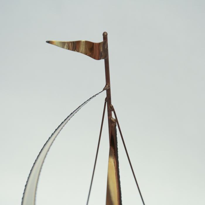 Signed Brass Sailboat Sculpture