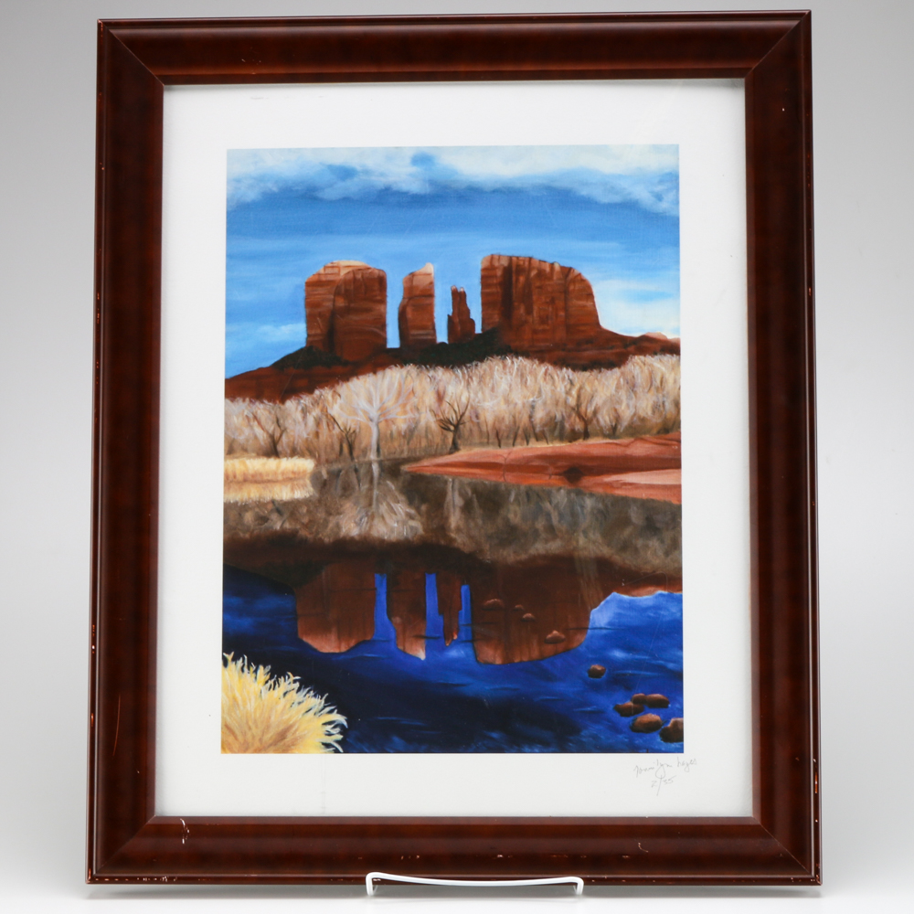 Lake and Western Scene Watercolor Serigraph Print