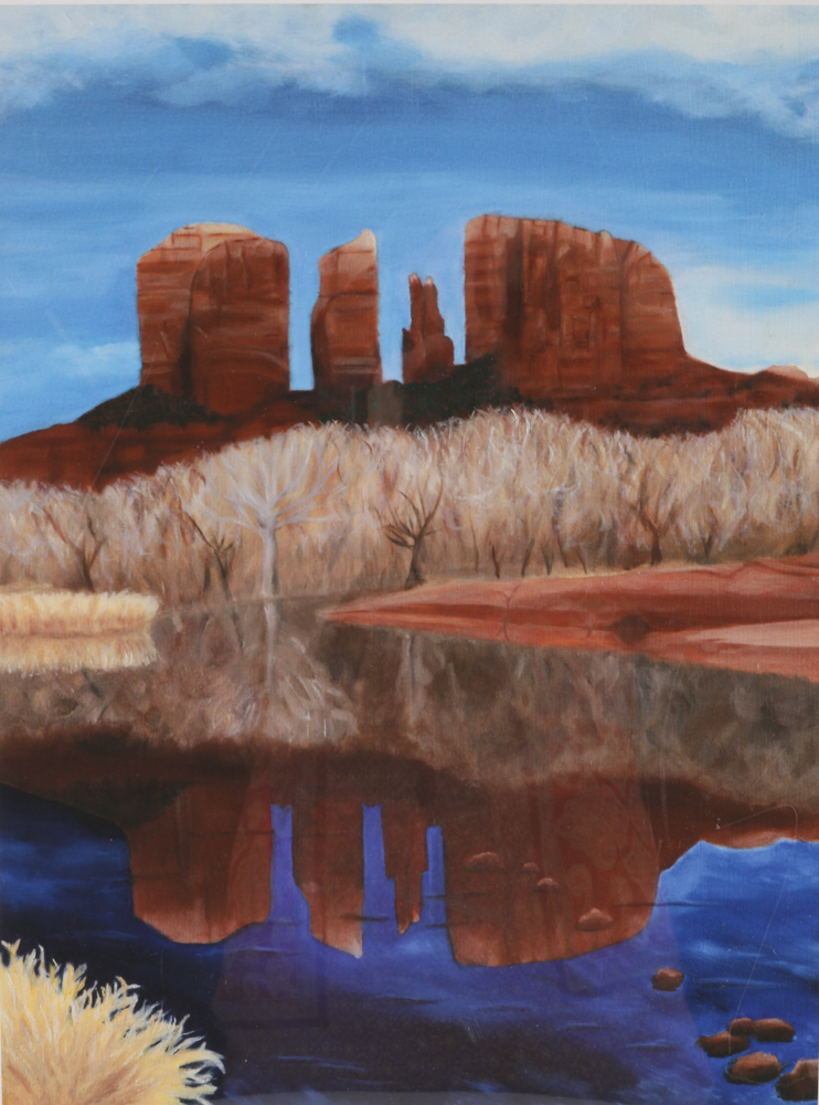 Lake and Western Scene Watercolor Serigraph Print