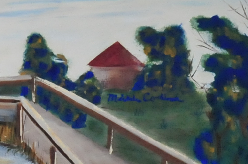 Colorful Folk Art Oil on Canvas Painting by Michele Cavendish