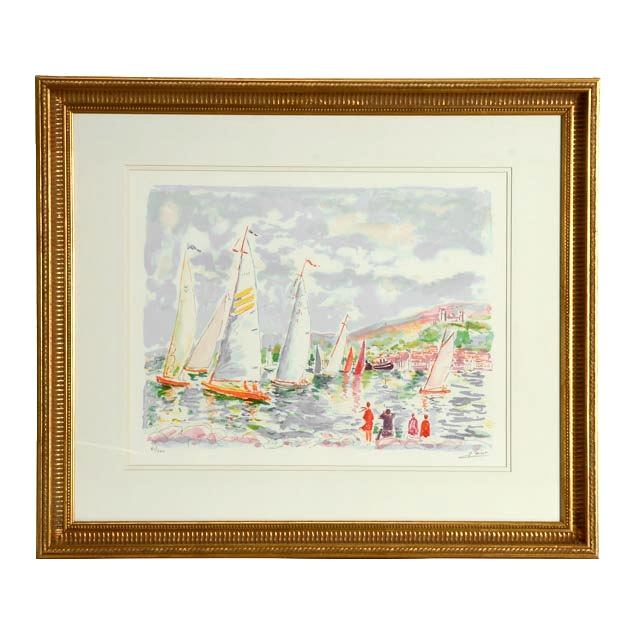 Jean-Claude Picot Original Hand-Pulled Lithograph "Regates a Cannes"