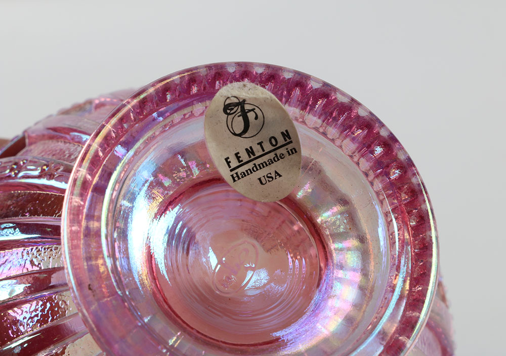 Fenton Pink Bowl and Etched Orrefors Bowl