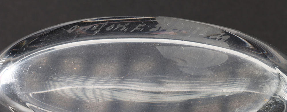 Fenton Pink Bowl and Etched Orrefors Bowl