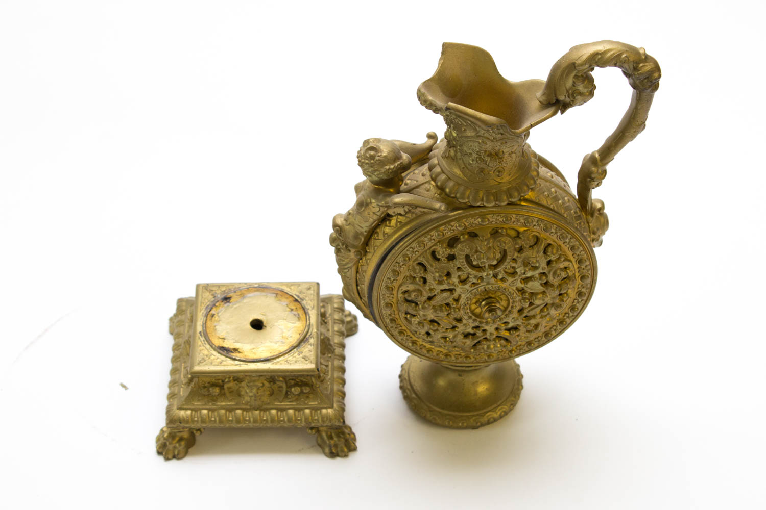 Vintage Gilded Cast Iron Pitcher