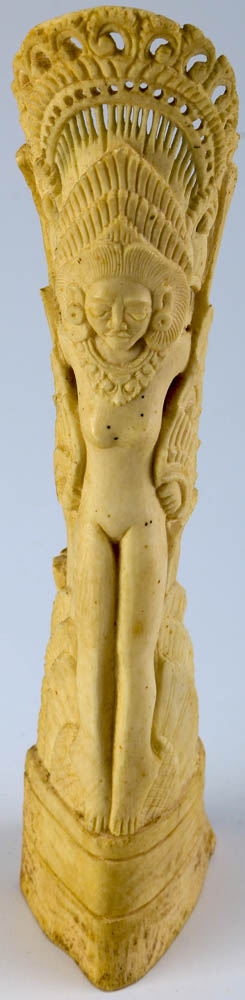 Vintage Bone Figurine, Fan, and Celluloid Make-Up Case