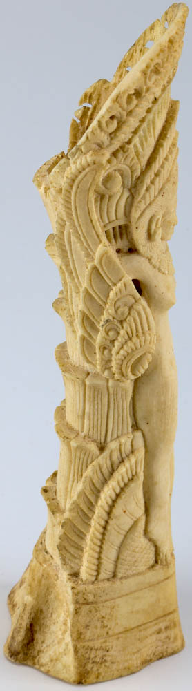 Vintage Bone Figurine, Fan, and Celluloid Make-Up Case