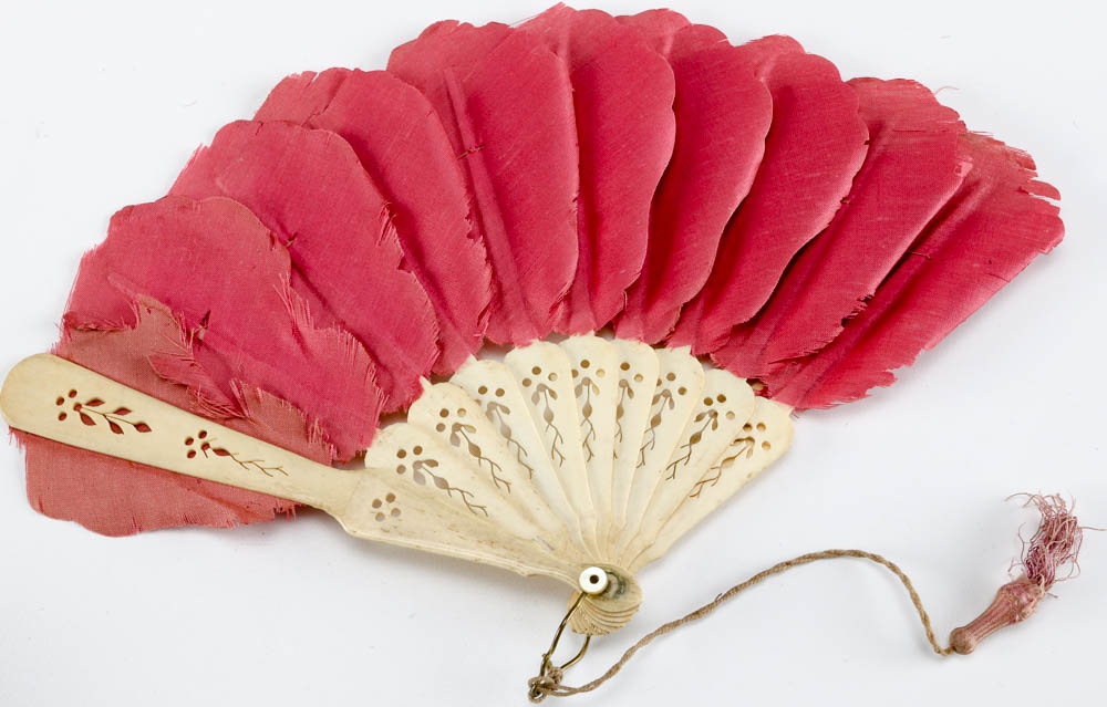 Vintage Bone Figurine, Fan, and Celluloid Make-Up Case