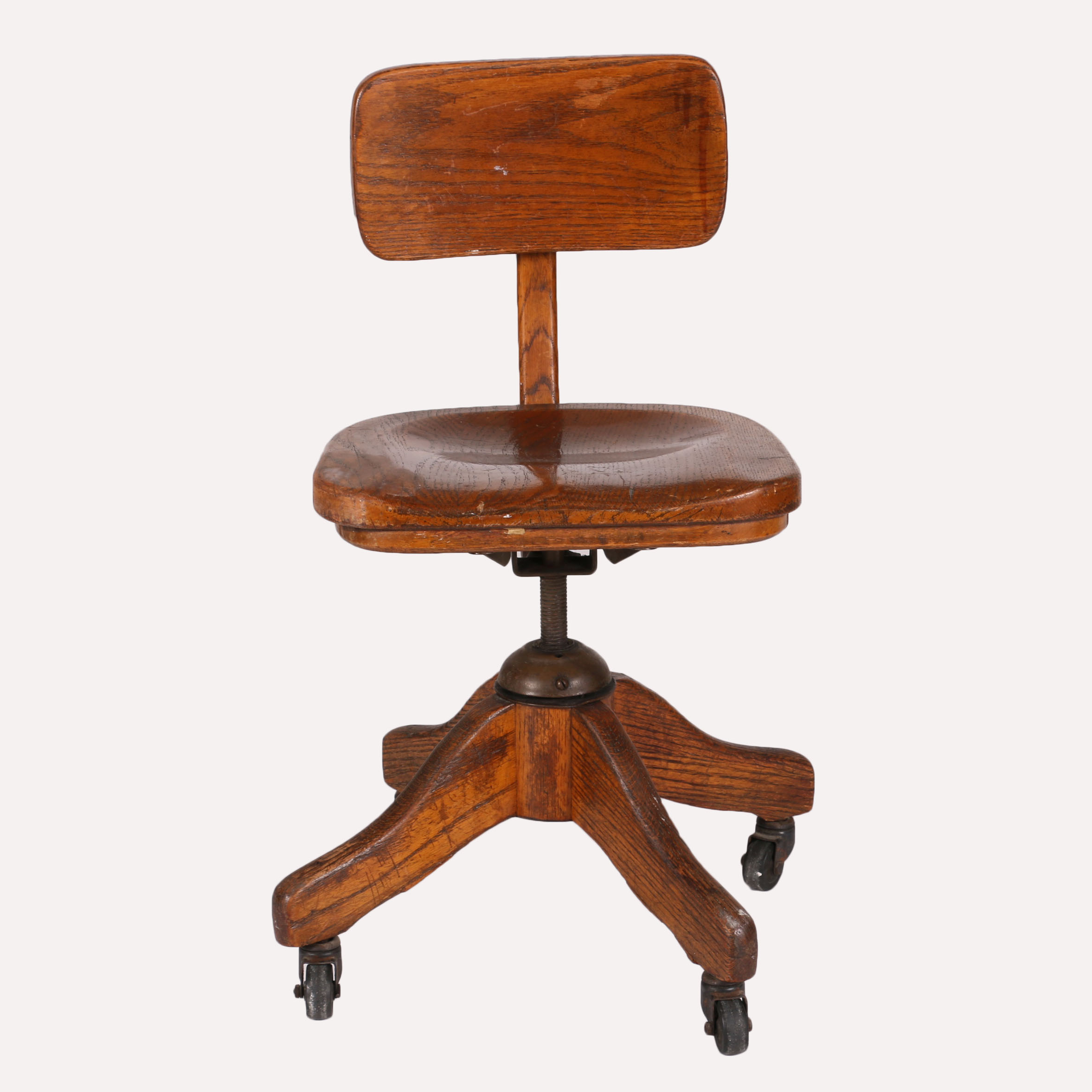Vintage Wood Rolling Desk Chair