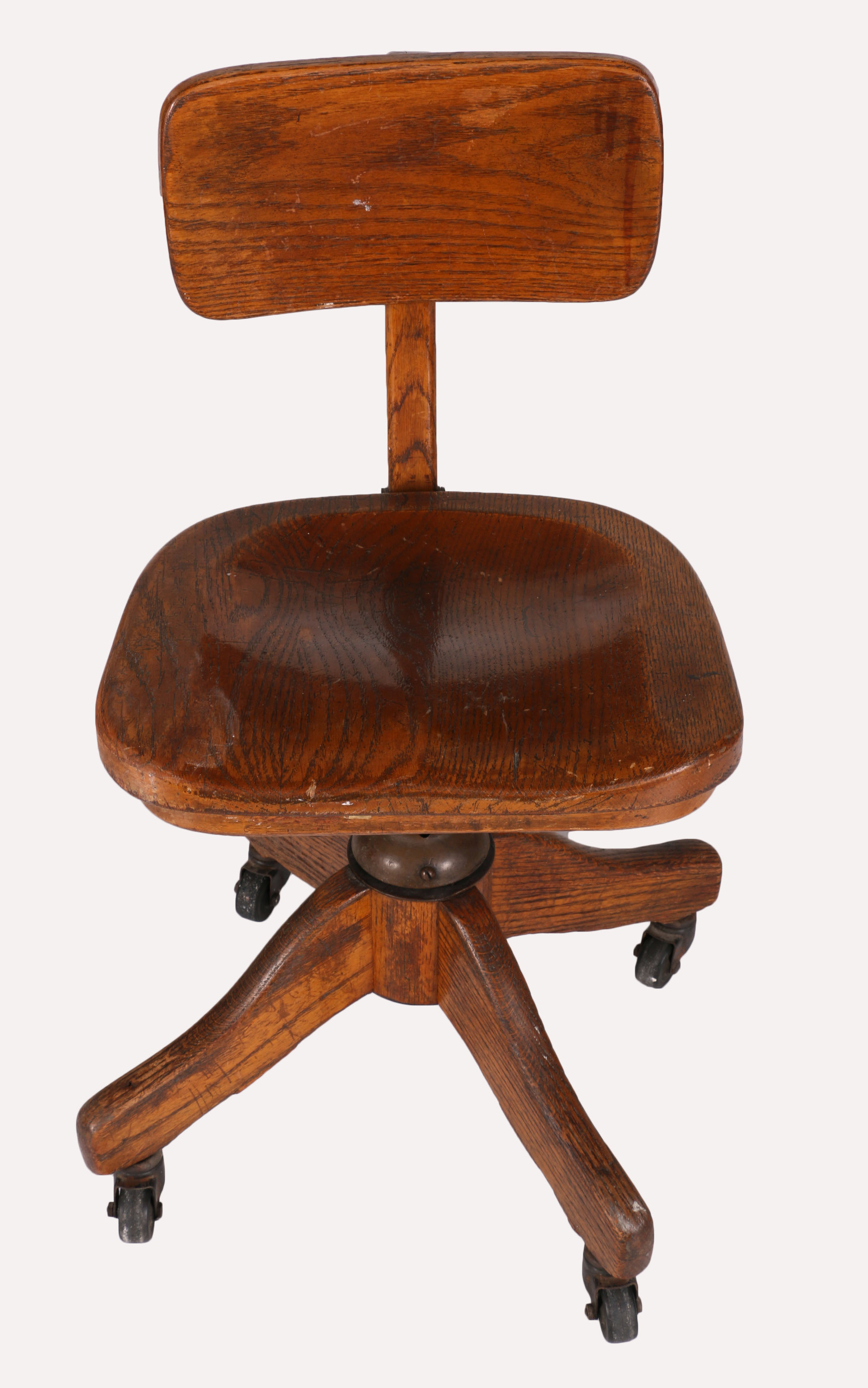 Vintage Wood Rolling Desk Chair