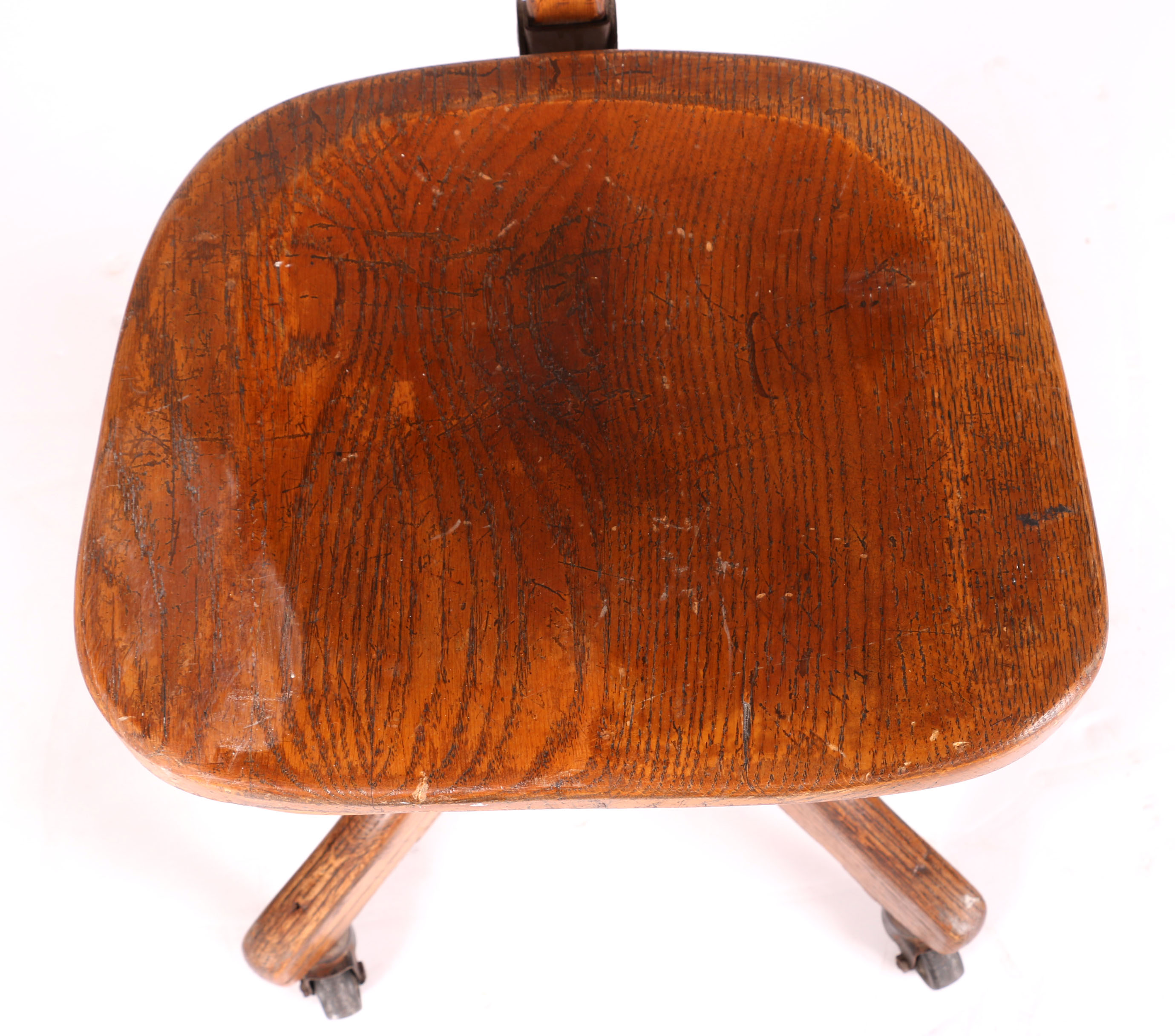 Vintage Wood Rolling Desk Chair