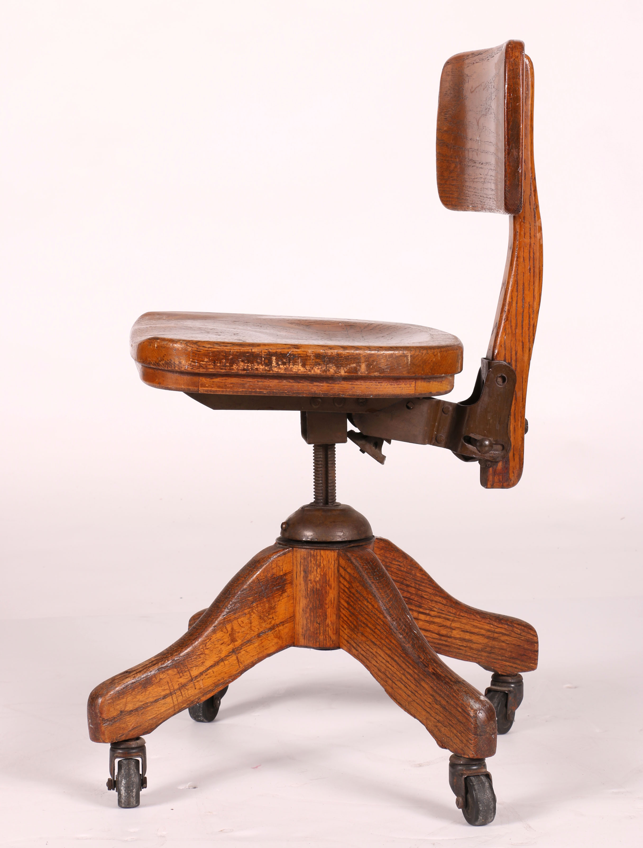 Vintage Wood Rolling Desk Chair