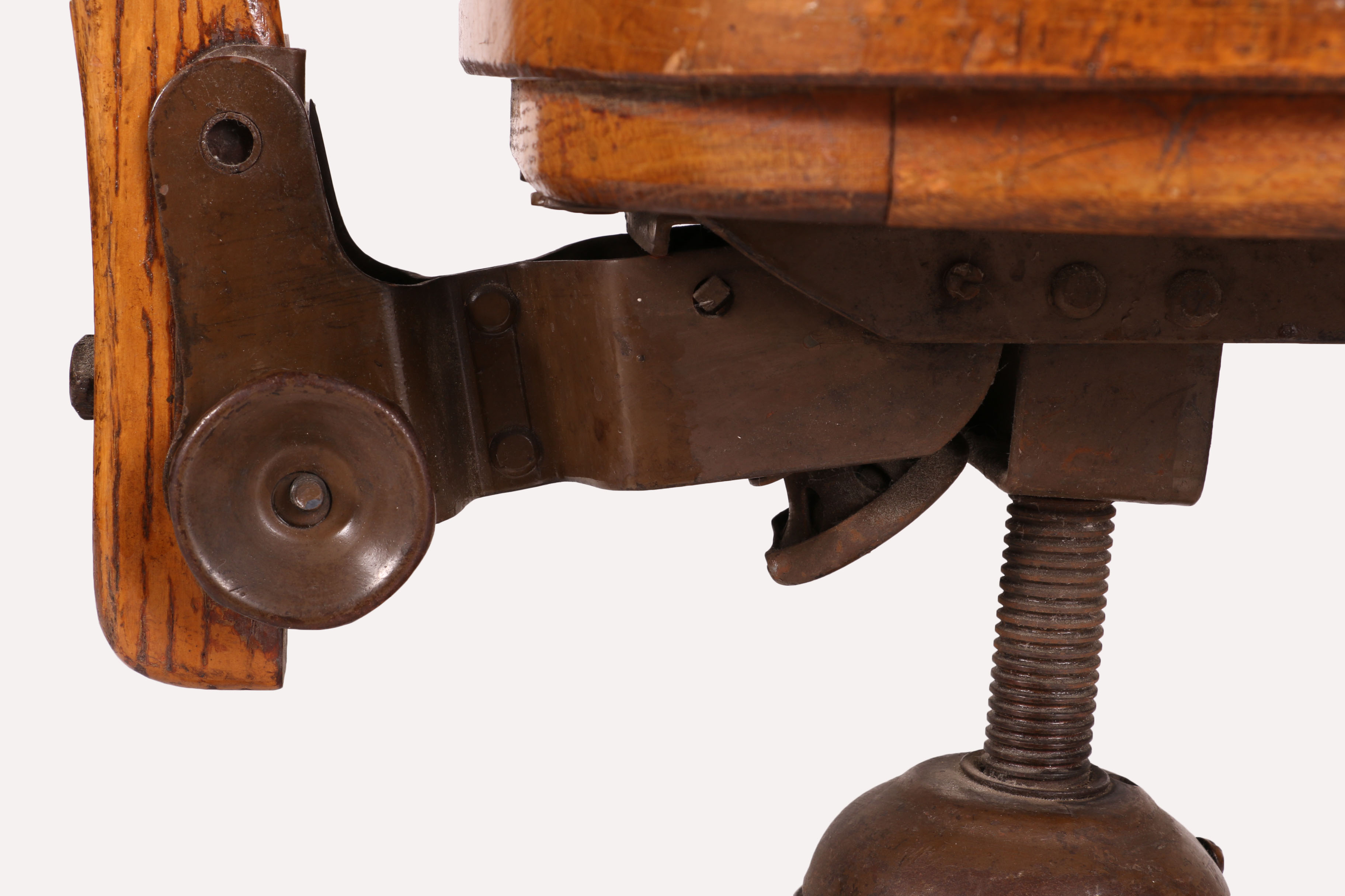 Vintage Wood Rolling Desk Chair