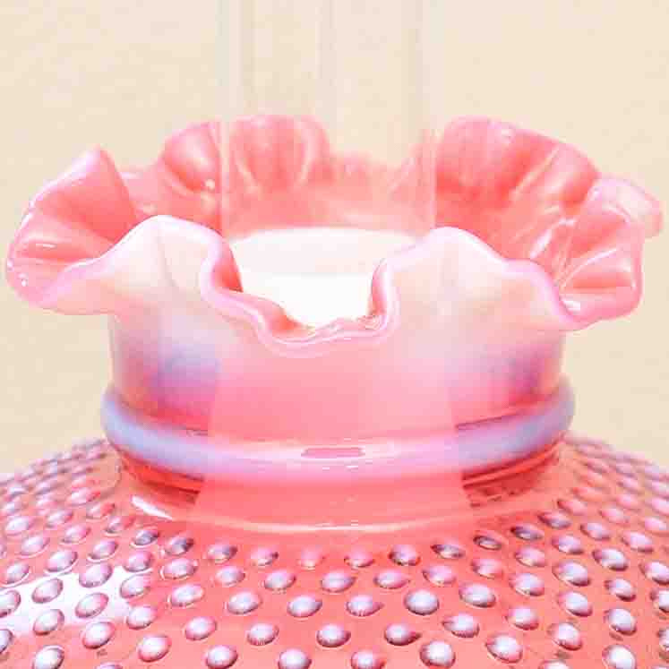 Fenton Cranberry Hobnail Hurricane Table Lamp