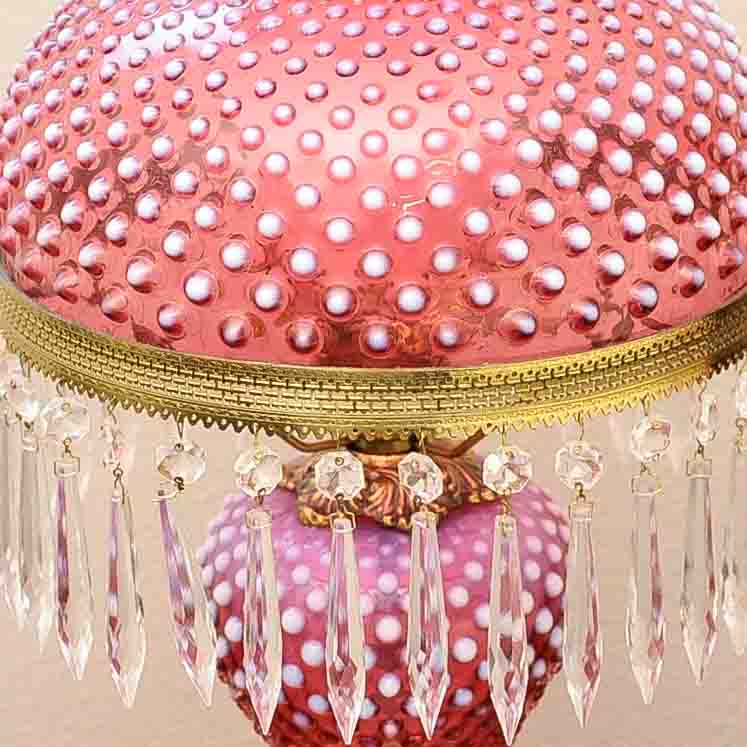 Fenton Cranberry Hobnail Hurricane Table Lamp