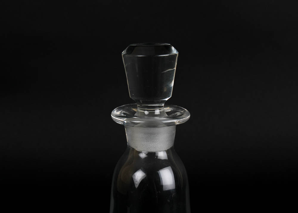 Vintage Glass Decanter with Etched Victorian Design