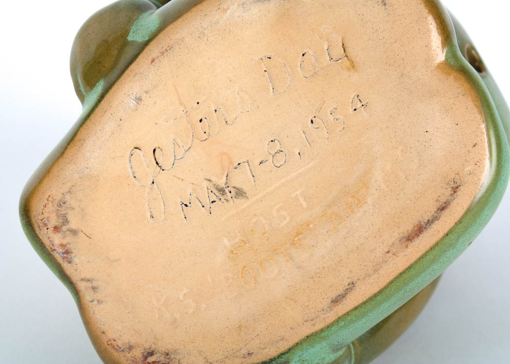 Frankoma Billiken Prairie Green Ada Clay "Jester's Day"