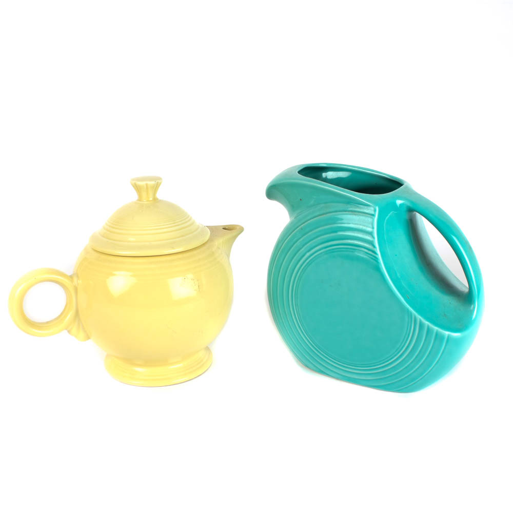 Vintage Fiestaware Pitcher and Teapot