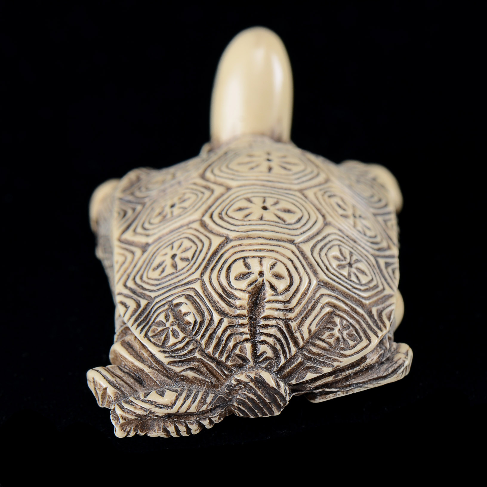 Japanese Carved Resin Tortoise and God of Longevity Netsuke