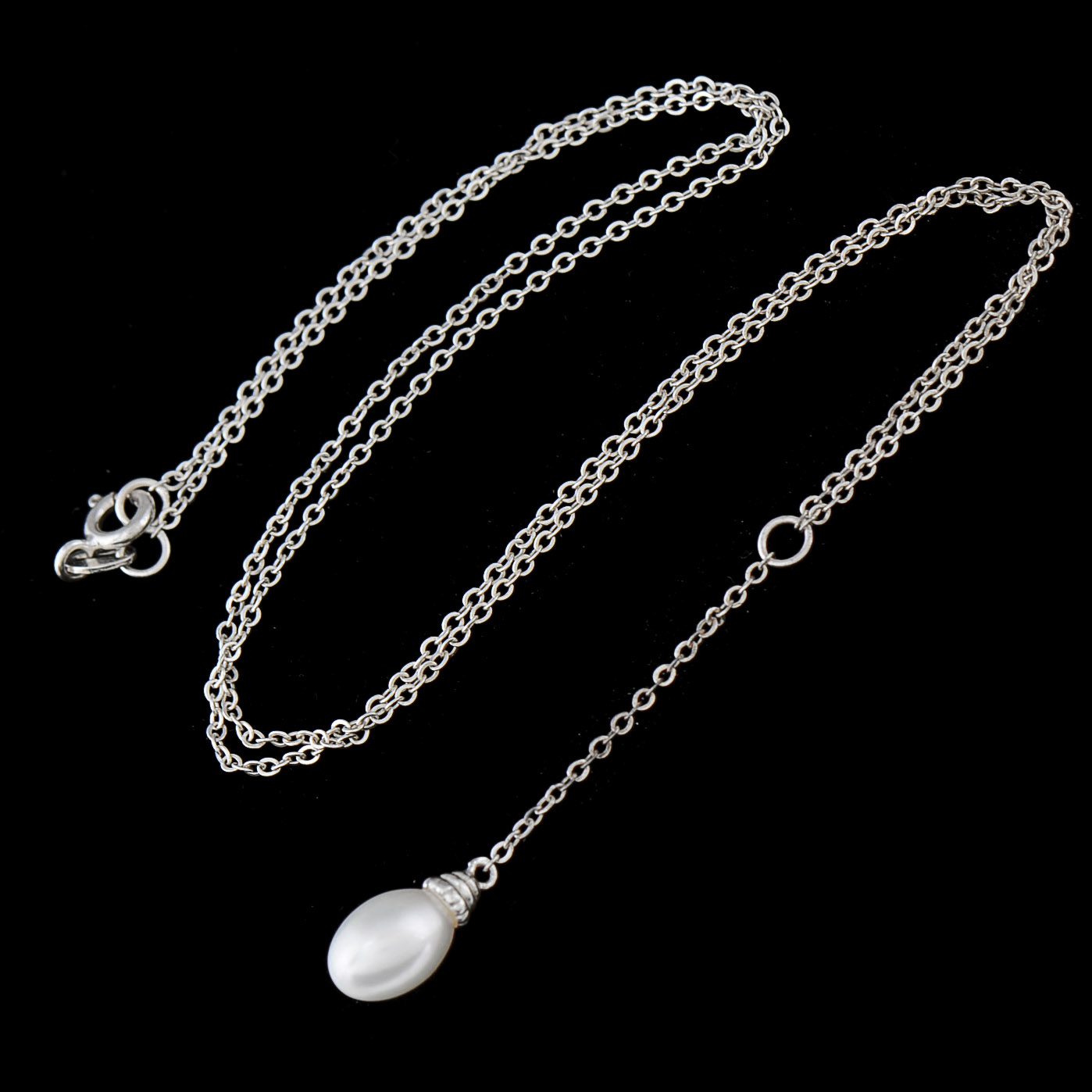 Silver Chain Stamped 925 with Pearl Pendant