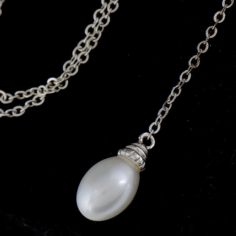 Silver Chain Stamped 925 with Pearl Pendant