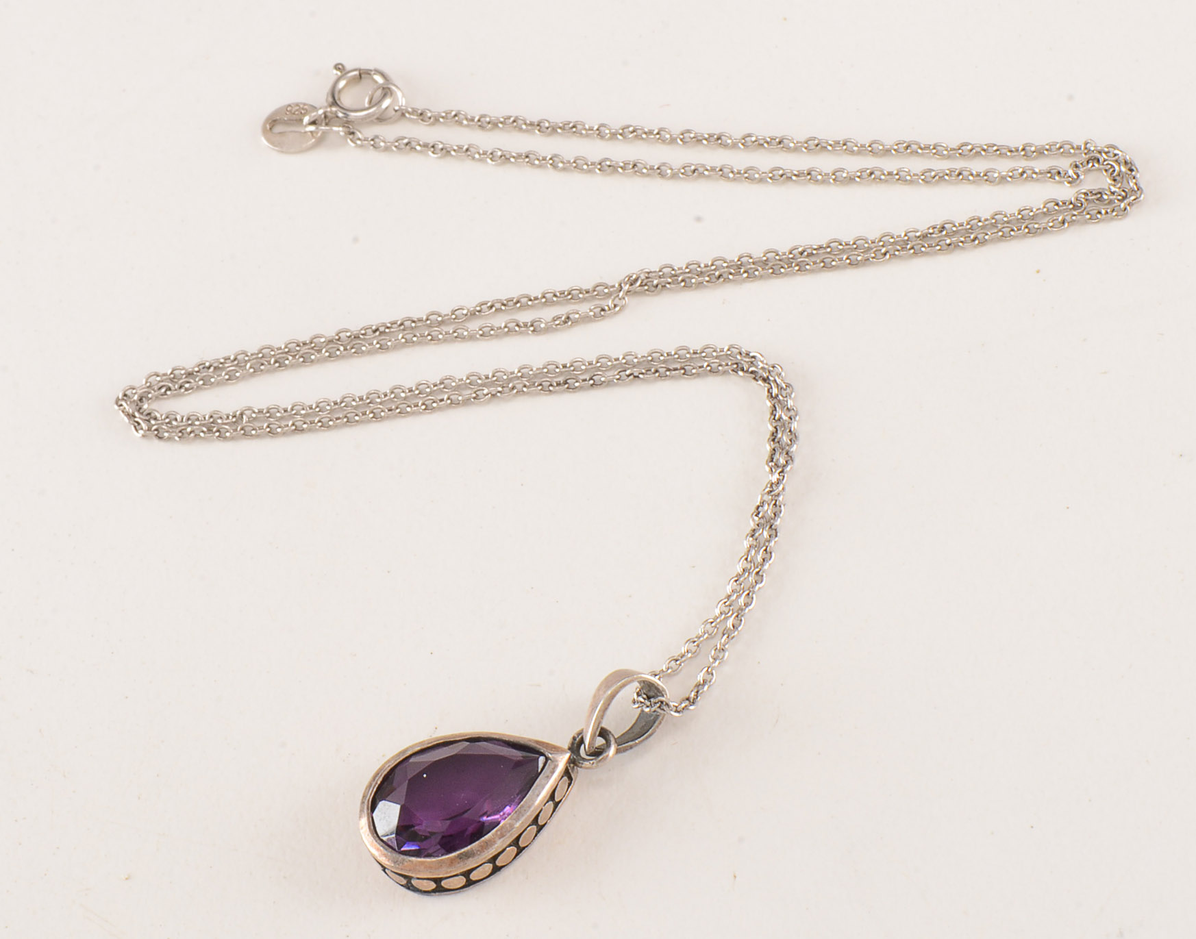 Amethyst Necklace Stamped 925 and Two Bracelets