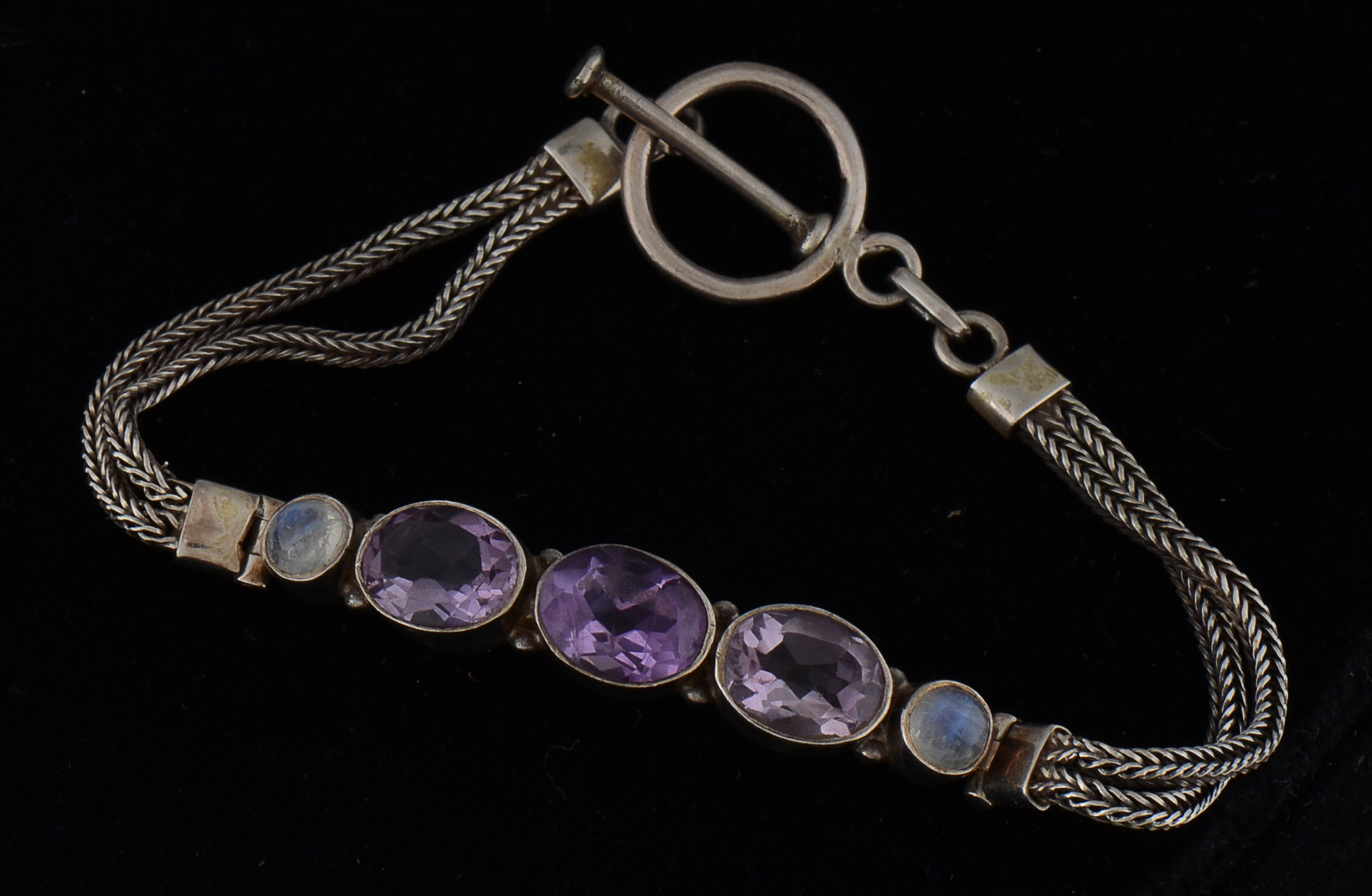 Amethyst Necklace Stamped 925 and Two Bracelets