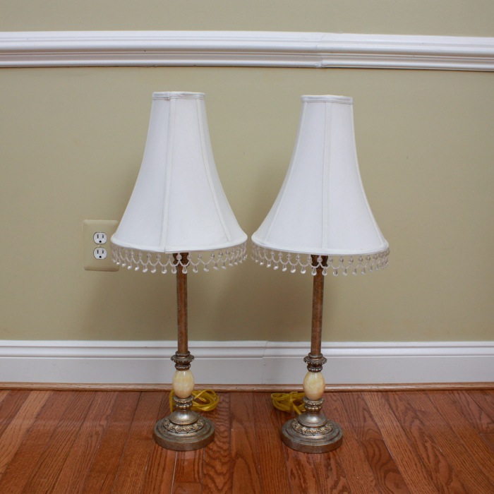 Set of Candlestick Beaded Shade Lamps