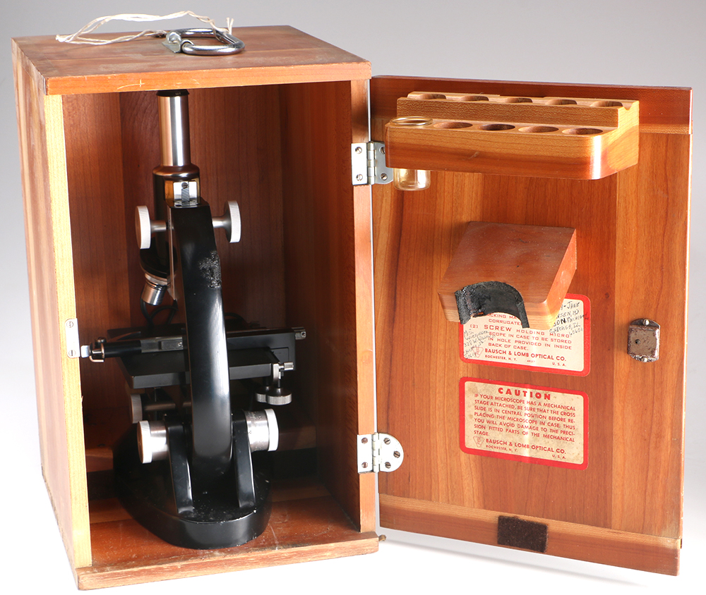 Vintage Bausch & Lomb Microscope with Wooden Case