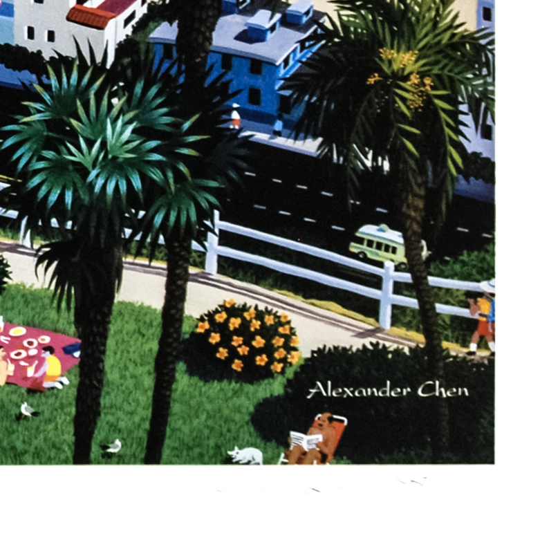 Alexander Chen "Santa Monica" Signed Lithograph on Paper