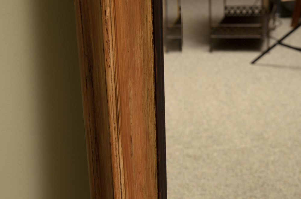 Painted Brown Wood Framed Wall Mirror