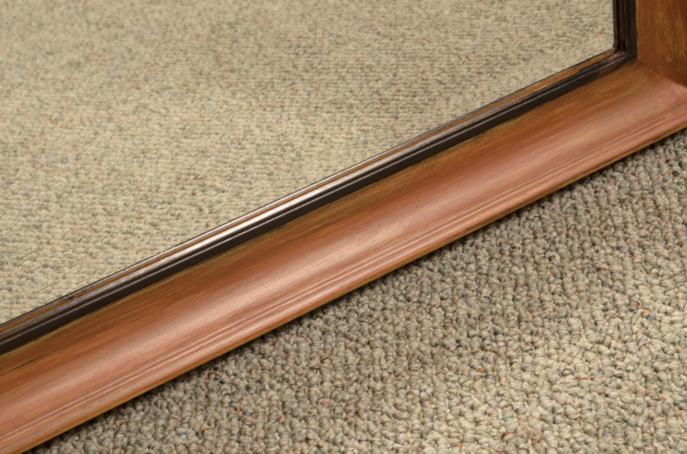 Painted Brown Wood Framed Wall Mirror