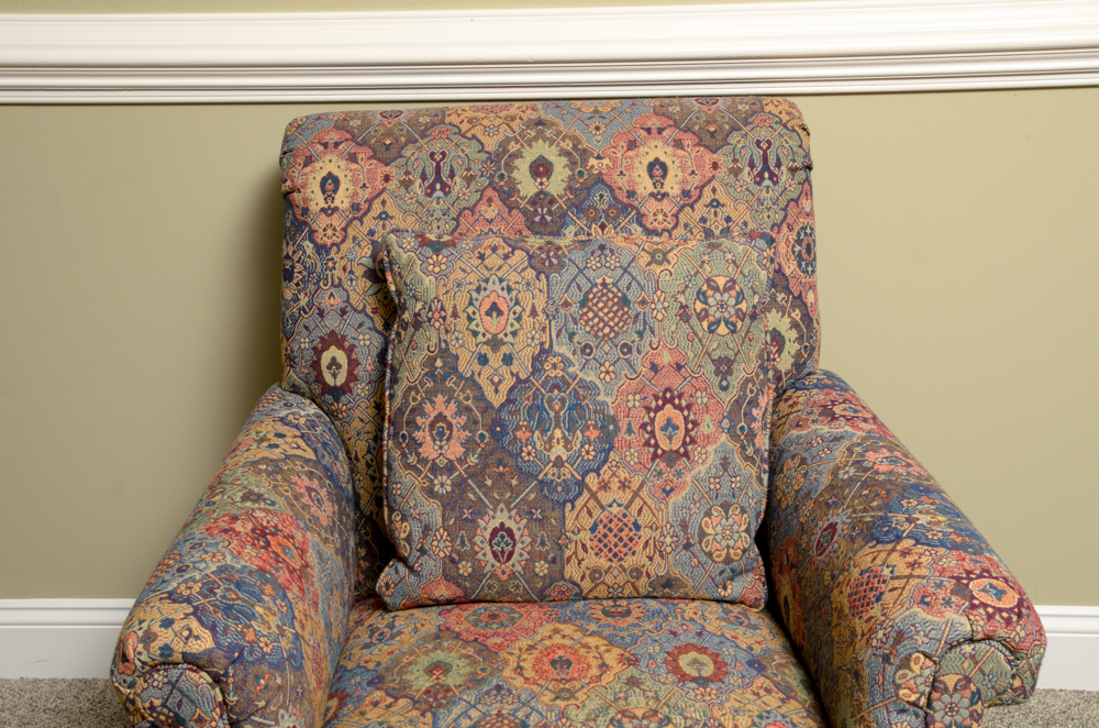 Colorful Woven Upholstered Armchair