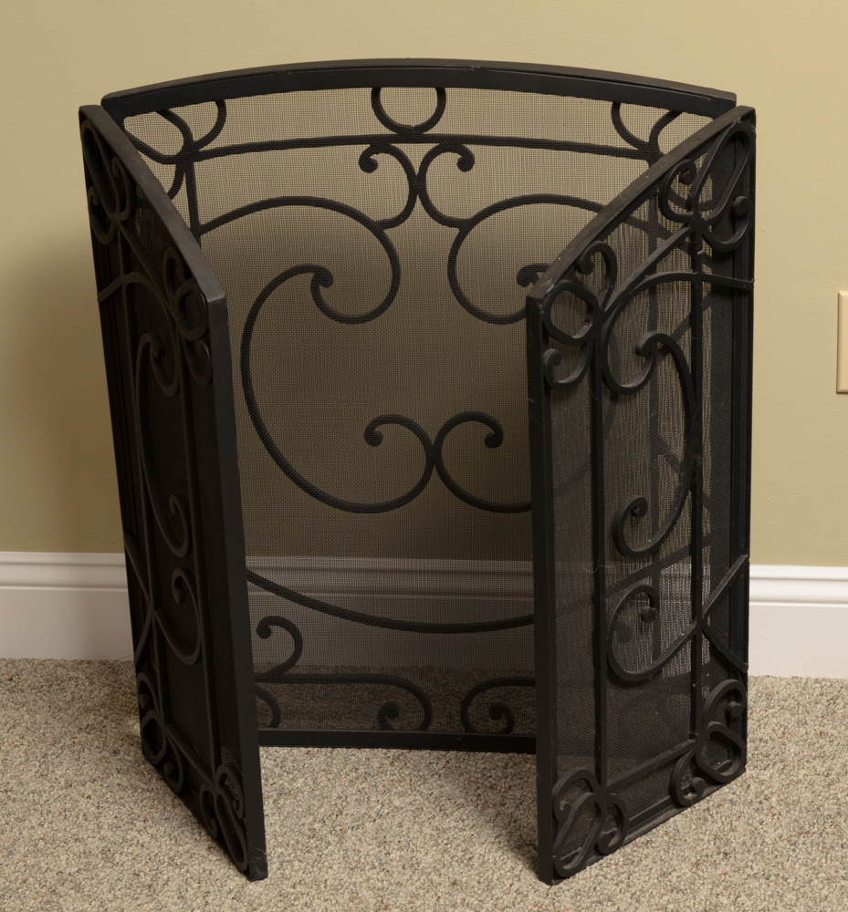 Metal Scroll Fireplace Screen and Tool Set