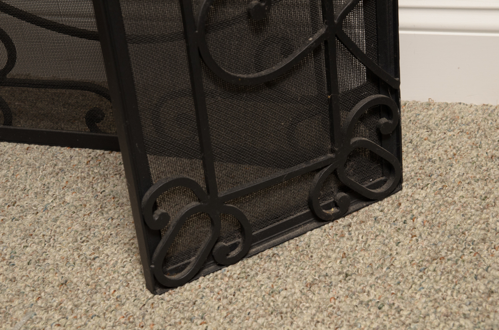 Metal Scroll Fireplace Screen and Tool Set