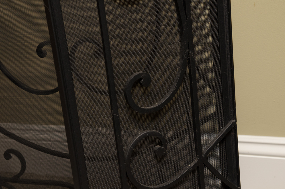 Metal Scroll Fireplace Screen and Tool Set