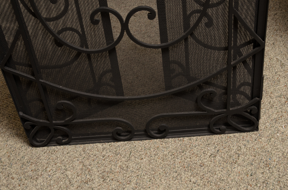 Metal Scroll Fireplace Screen and Tool Set