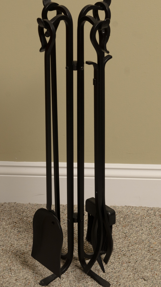 Metal Scroll Fireplace Screen and Tool Set