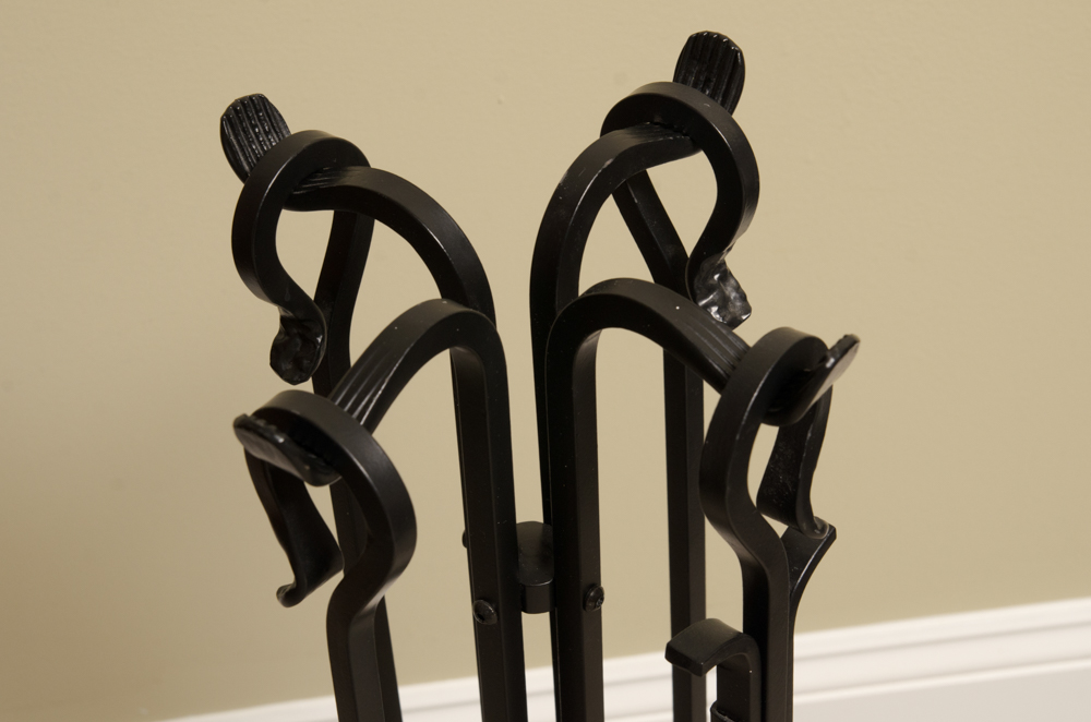 Metal Scroll Fireplace Screen and Tool Set
