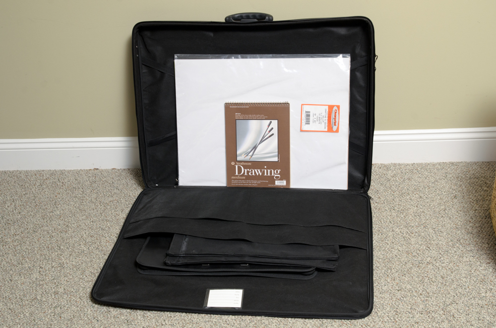 Collection of Art Supplies and Paper