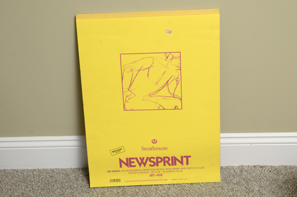 Collection of Art Supplies and Paper