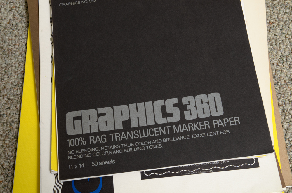 Collection of Art Supplies and Paper