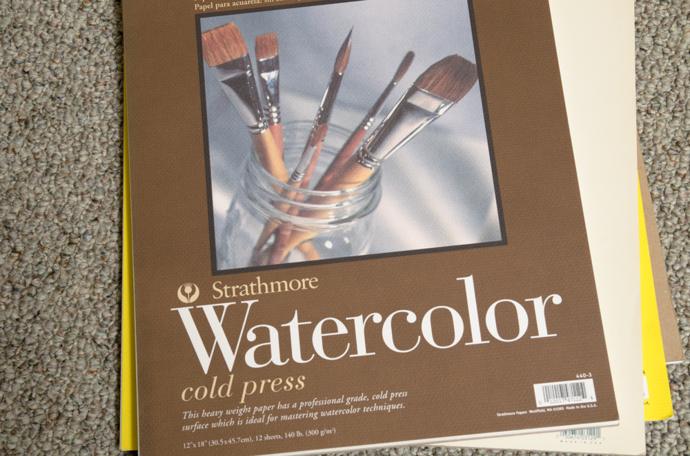 Collection of Art Supplies and Paper