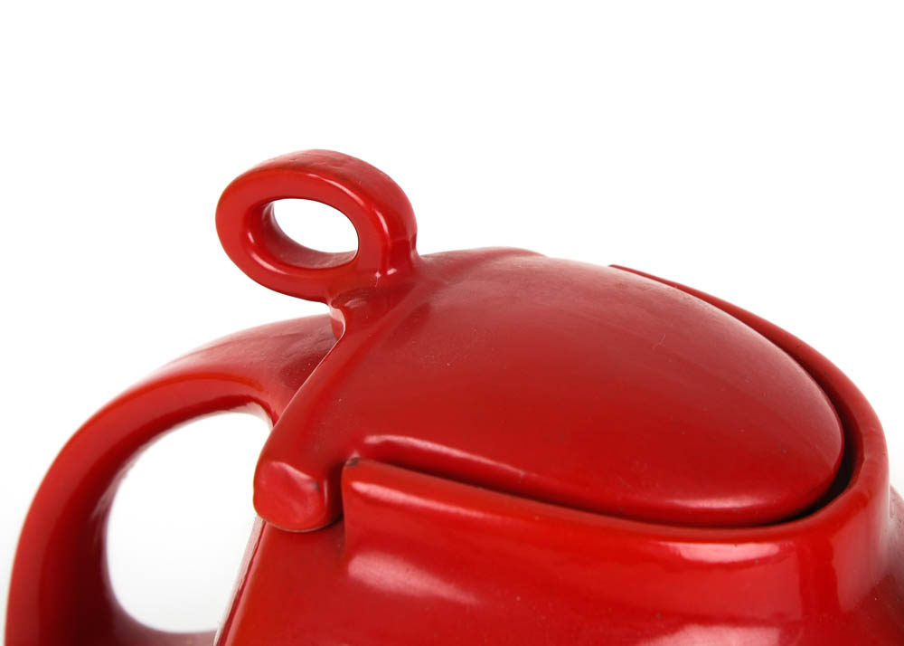 Vintage Hall's Art Deco Style Finger Lid Teapot in China Red