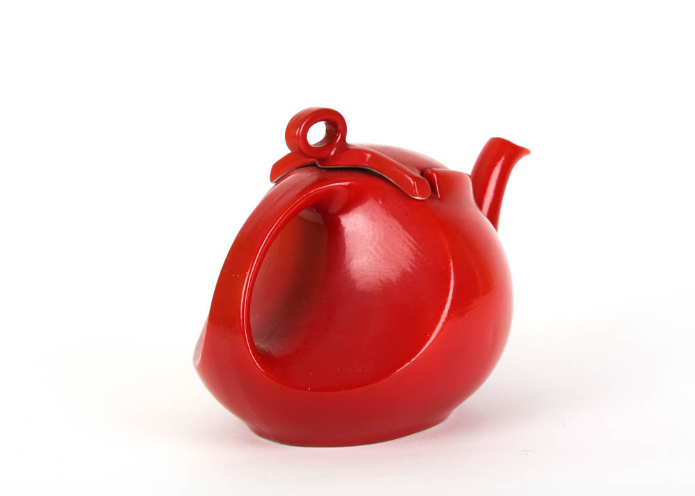 Vintage Hall's Art Deco Style Finger Lid Teapot in China Red