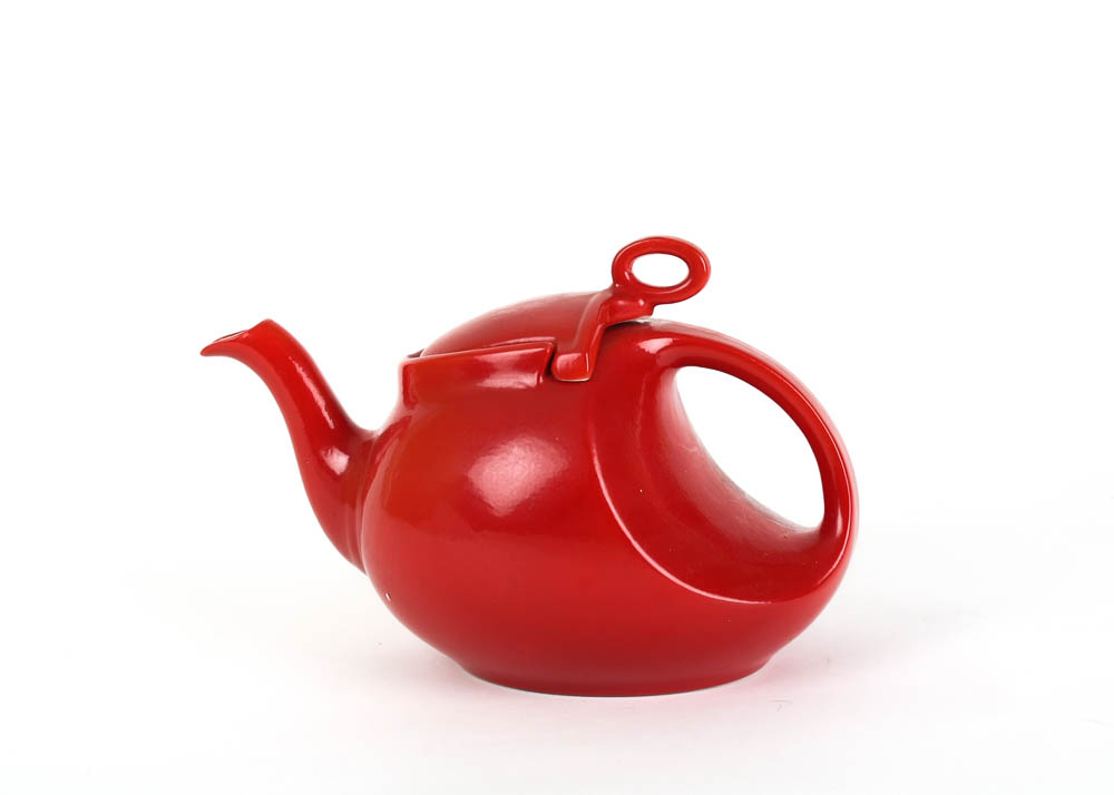 Vintage Hall's Art Deco Style Finger Lid Teapot in China Red