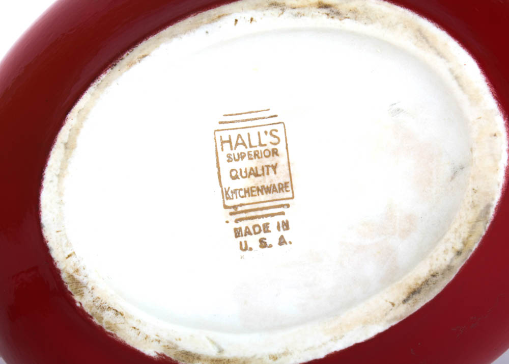 Vintage Hall's Art Deco Style Finger Lid Teapot in China Red