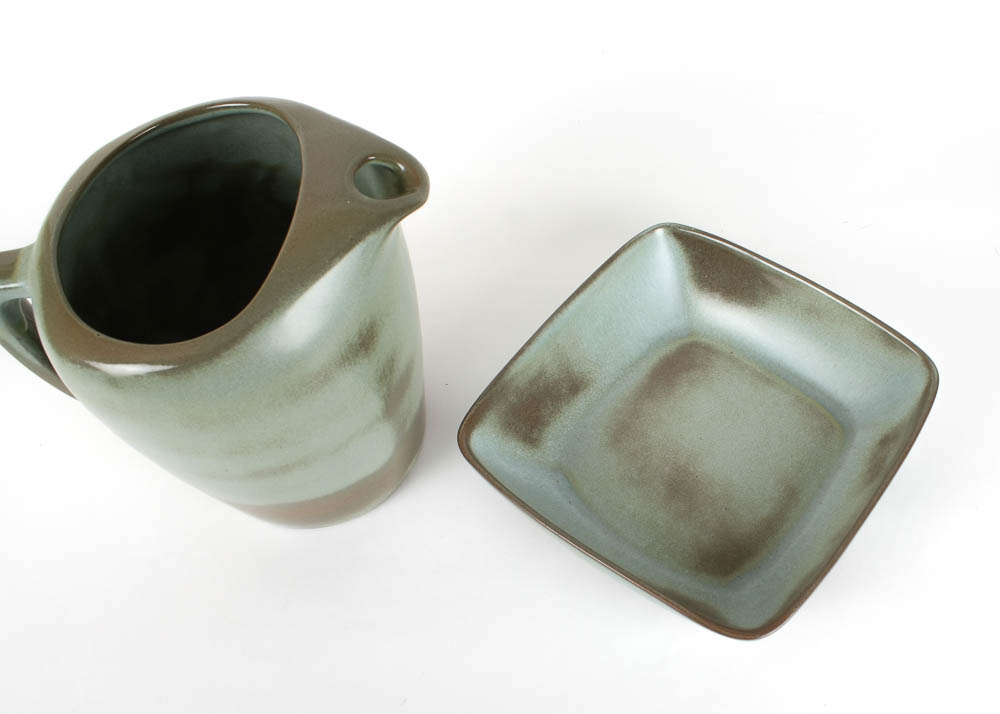 Large Frankoma Pottery Plainsman Pitcher and Square Bowl
